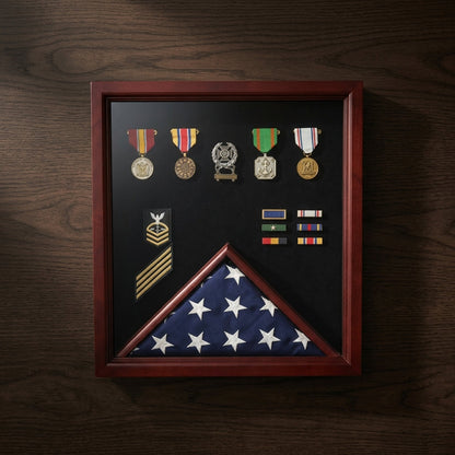 Military Flag and Medal Display Case - 3' x 5' Shadow Box.