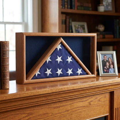 Large Military Flag and Medal Display Case - Shadow Box - Fit 3" x 5" Flag.