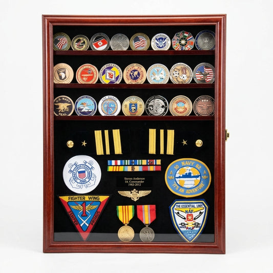 Challenge Coin / Medals / Pins / Badges / Ribbons / Insignia / Buttons Display Case