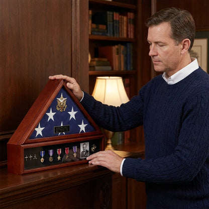American Flag Case and Medal Display Case With 3' x 5' Flag - Presidential