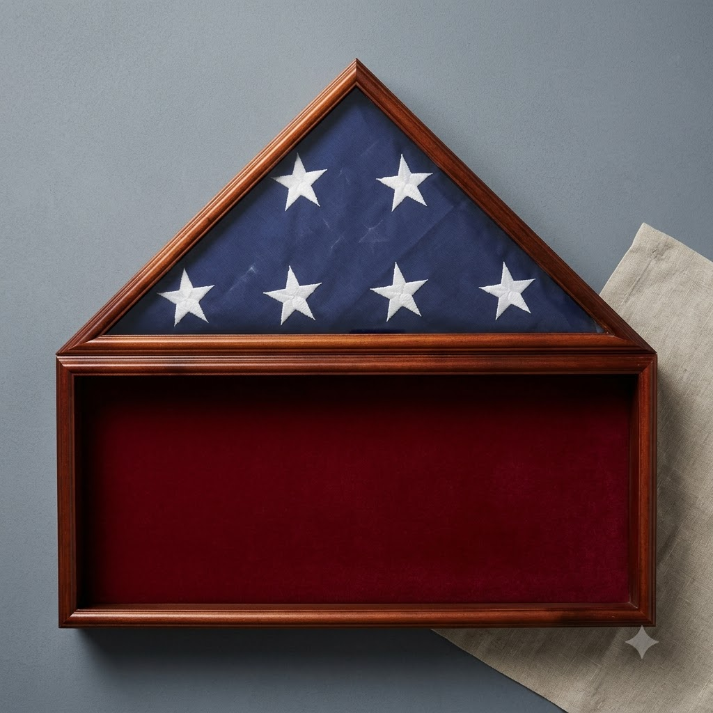 Flag Memorabilia Display Case,Red Background,Flag Case