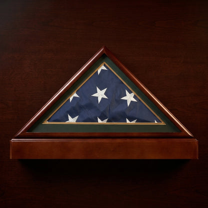 Burial/Funeral Military Shadow Box with Pedestal Stand (with Army Green Mat).