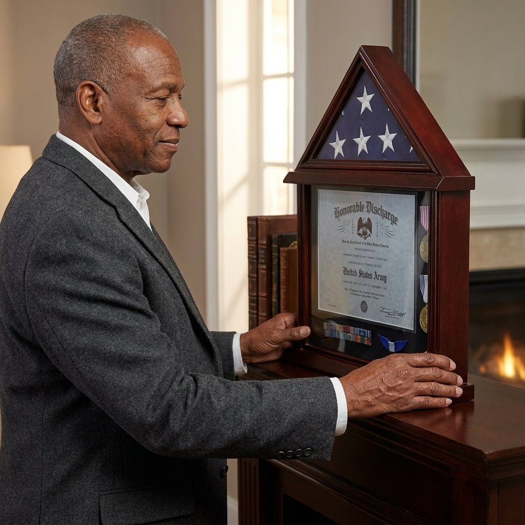 Flag Connections 3’x 5’ Flag Display Case Frame Shadow Box, with Certificate and Document Holder