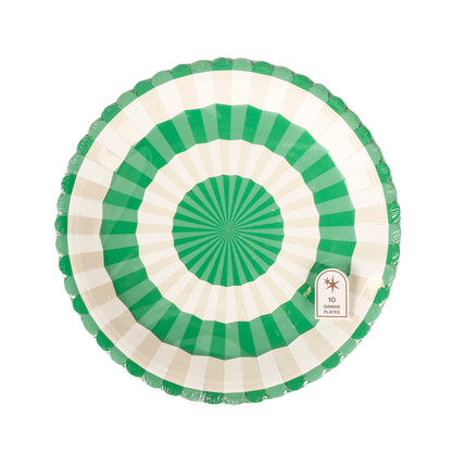Green & White Dinner Plates (10" / 10 ct)