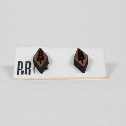 Small Wood Stud Earrings | 14 Geometric Designs