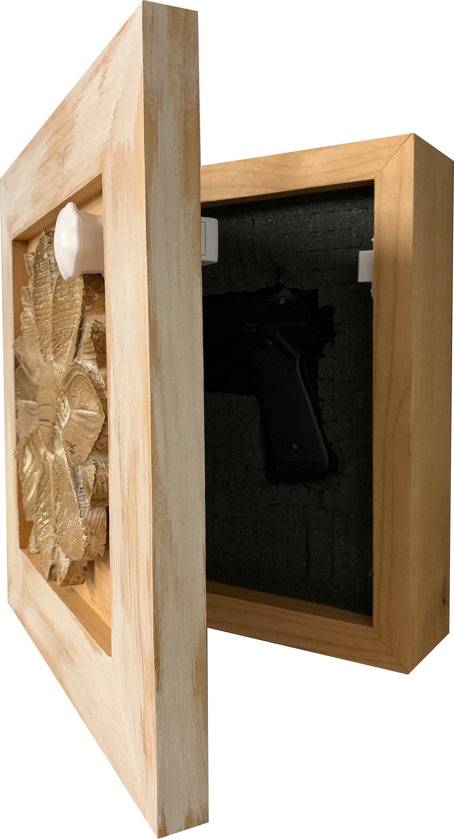 Wild Flower Hidden Gun Storage Wall Decor - Handcrafted Gun Concealment Furniture - Quick Access Handgun Safe with Magnetic Lock - Secure Hidden Wall Safe - USA Made (White)