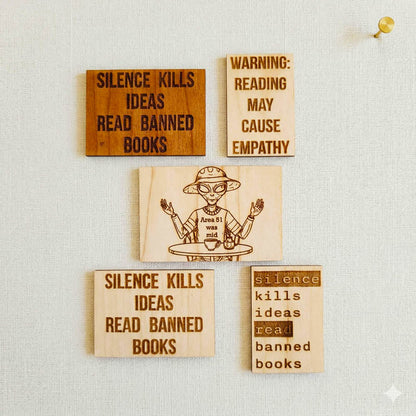 Wood Sticker | Read banned books