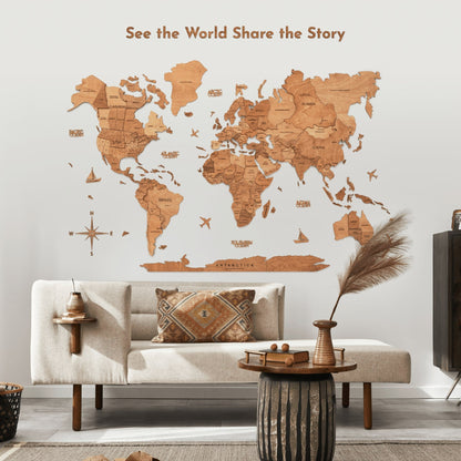 Wooden Map Quote Sign - Oak