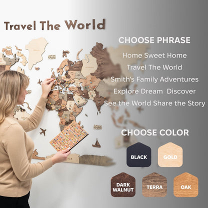 Wooden Map Quote Sign - Oak