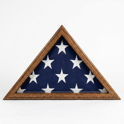 Small 3x5 Flag Display Case - Solid Oak Wood - NOT for Large Burial Size Flag