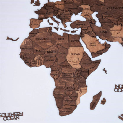 3D Wooden World Map Oak (for US only)
