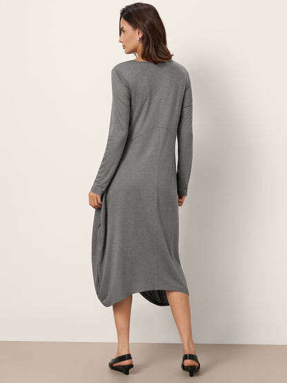 Wool Cocoon Curved Waist Midi Dress FARRAH