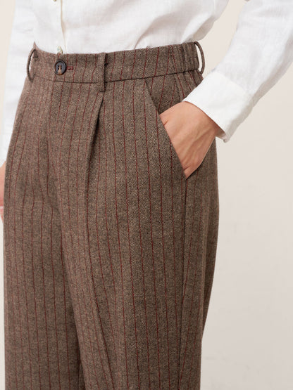 Wool Striped Tapered Tailored Trousers CASSIOPEIA