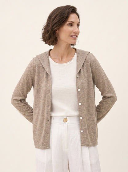 Wool Hooded Collar Shell Button Knit Cardigan SYLVIE