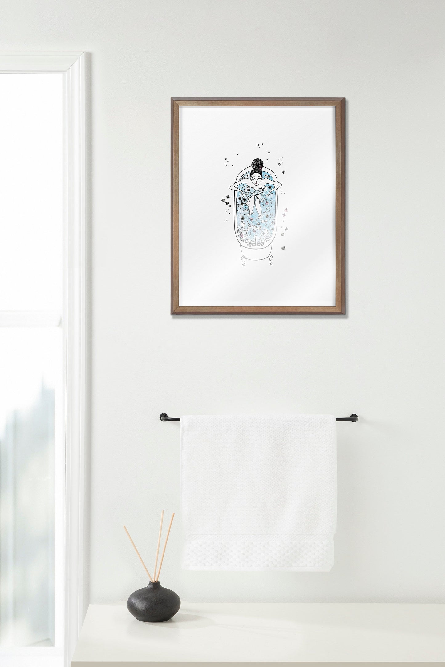 Blake Girl in a Bath Framed Printed Glass by Viola Kreczmer