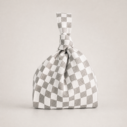 Classic Checkered Grey Handbag