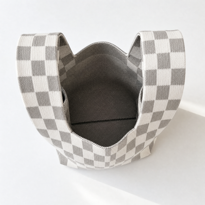 Classic Checkered Grey Handbag