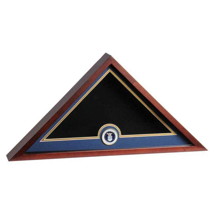 Flags Connections - 5x9 Burial/Funeral/Veteran Flag Elegant Display Case with Base, Solid Wood, Mahogany Finish (Air Force).