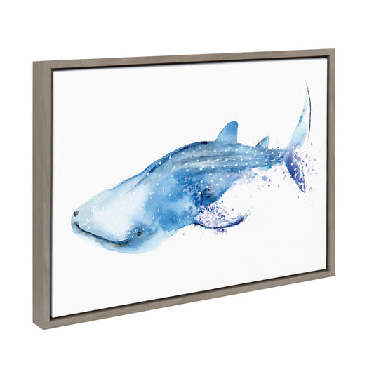 Sylvie Whale Shark Framed Canvas Art by Cathy Zhang