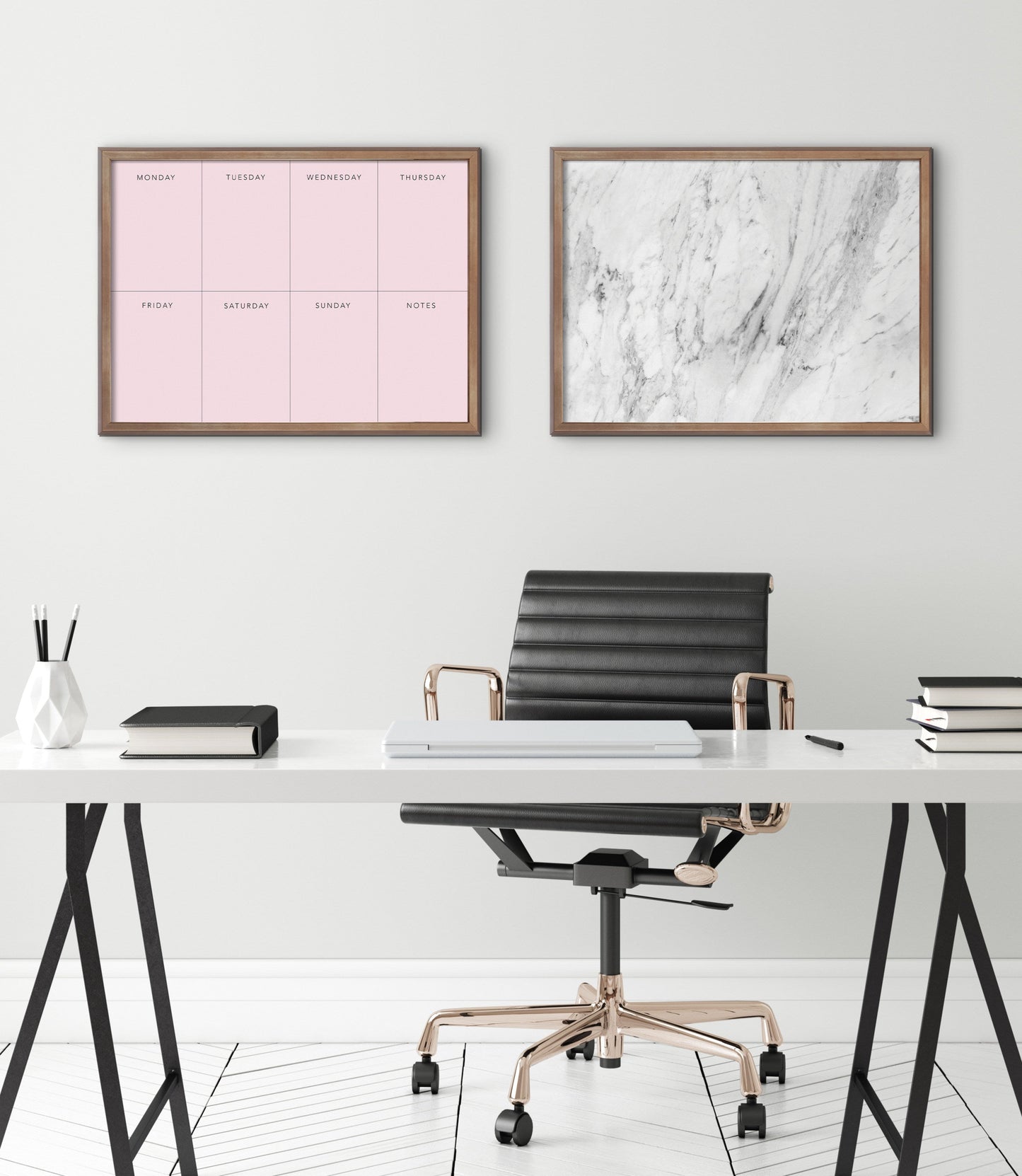 Blake This Week Pink Framed Printed Glass by The Creative Bunch Studio