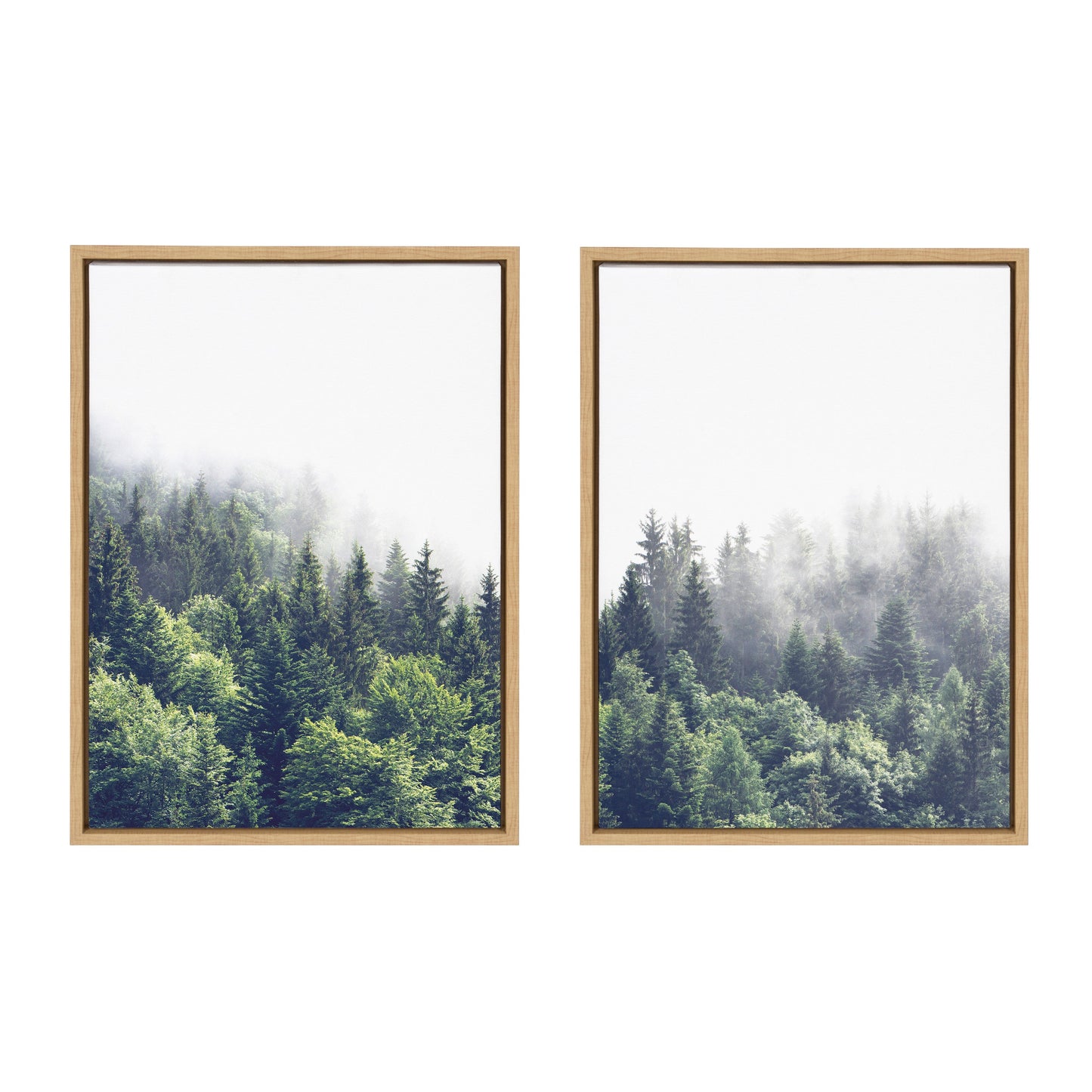 Sylvie Lush Green Forest on a Foggy Day Framed Canvas Set by The Creative Bunch Studio
