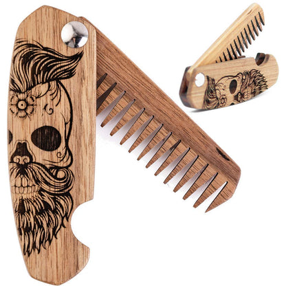 Wooden Beard Comb – Sugar Skull