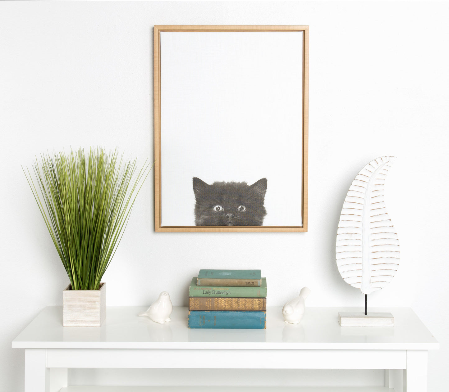 Sylvie Black Kitten Framed Canvas by Simon Te of Tai Prints