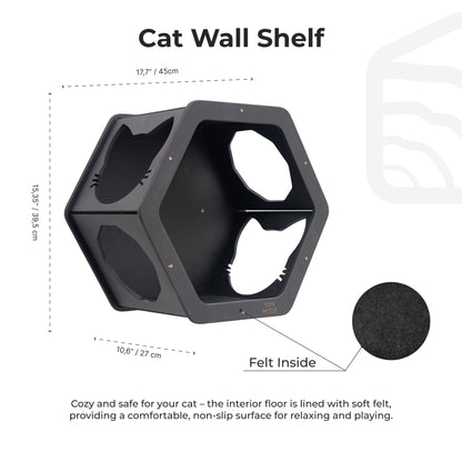 Wall Mount Cat Shelves Black