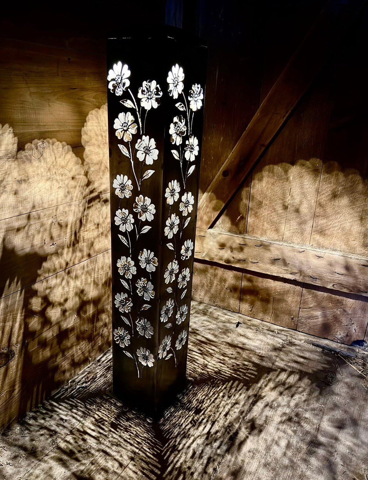 Blooming Magnolias Steel Luminary Pillar | Multiple Sizes