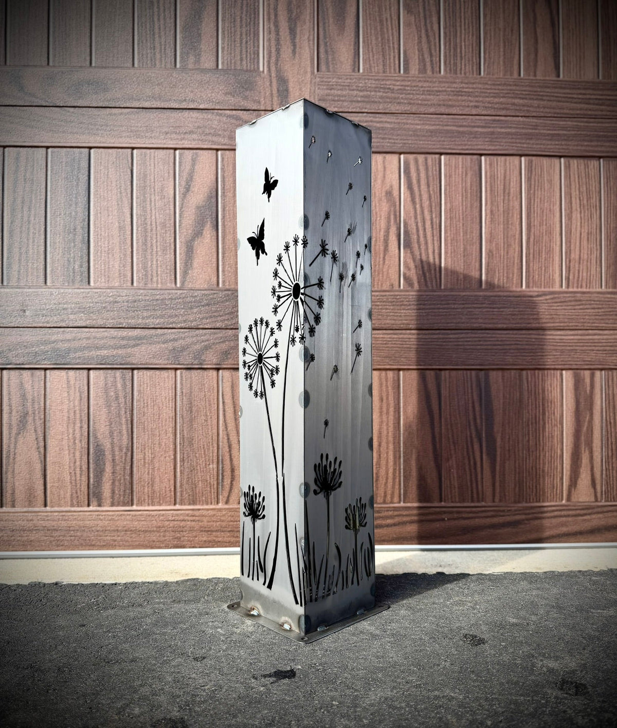 Blowing Dandelions Steel Luminary Pillar | Solar Light