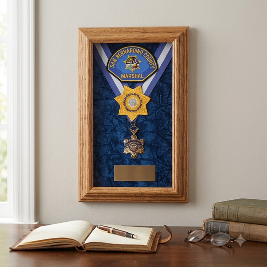 Single Medal Display Case, Wood Awards Display Case - Blue Color