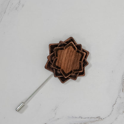 Wood Brooch | Layered Lotus