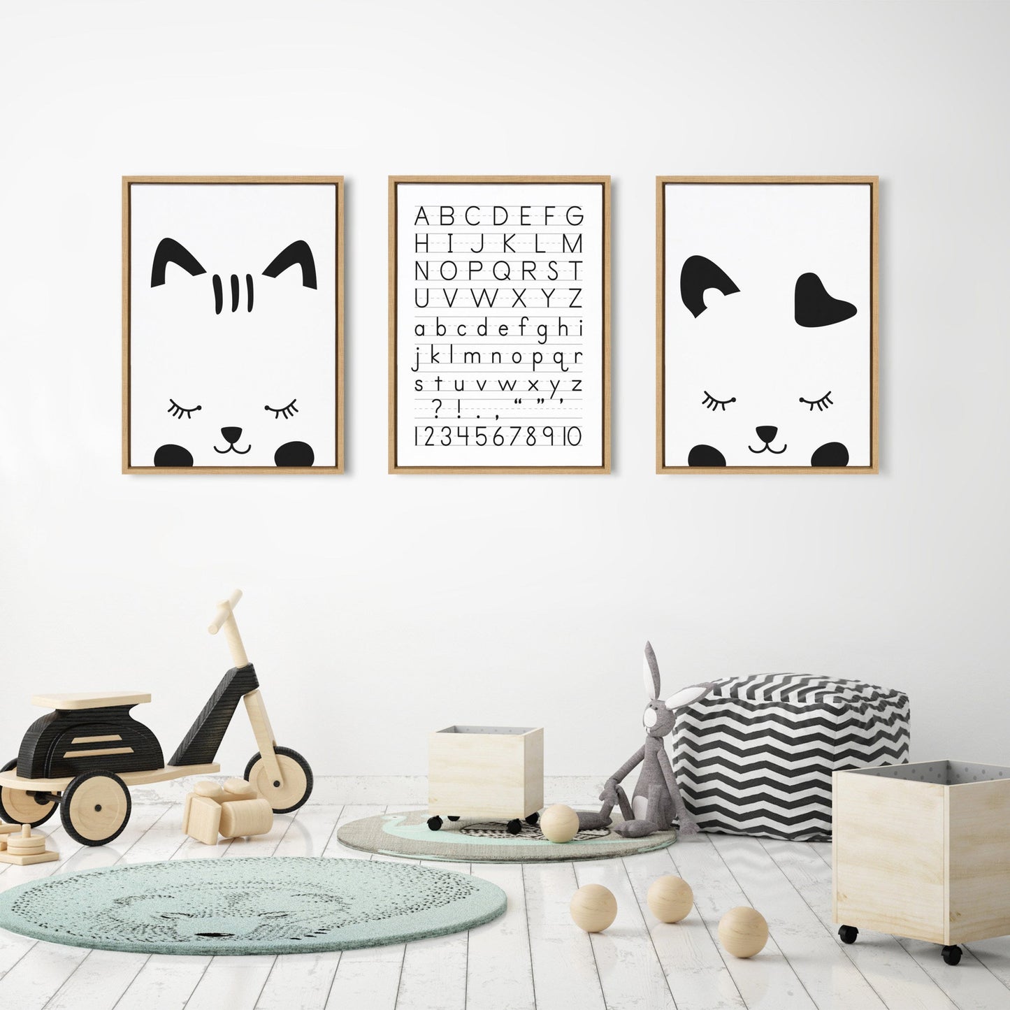 Sylvie Alphabet Penmanship Framed Canvas by The Creative Bunch Studio