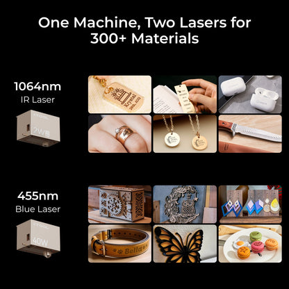 xTool S1 + 1064nm IR Laser Kit: Enclosed Diode Laser Engraver & Cutter