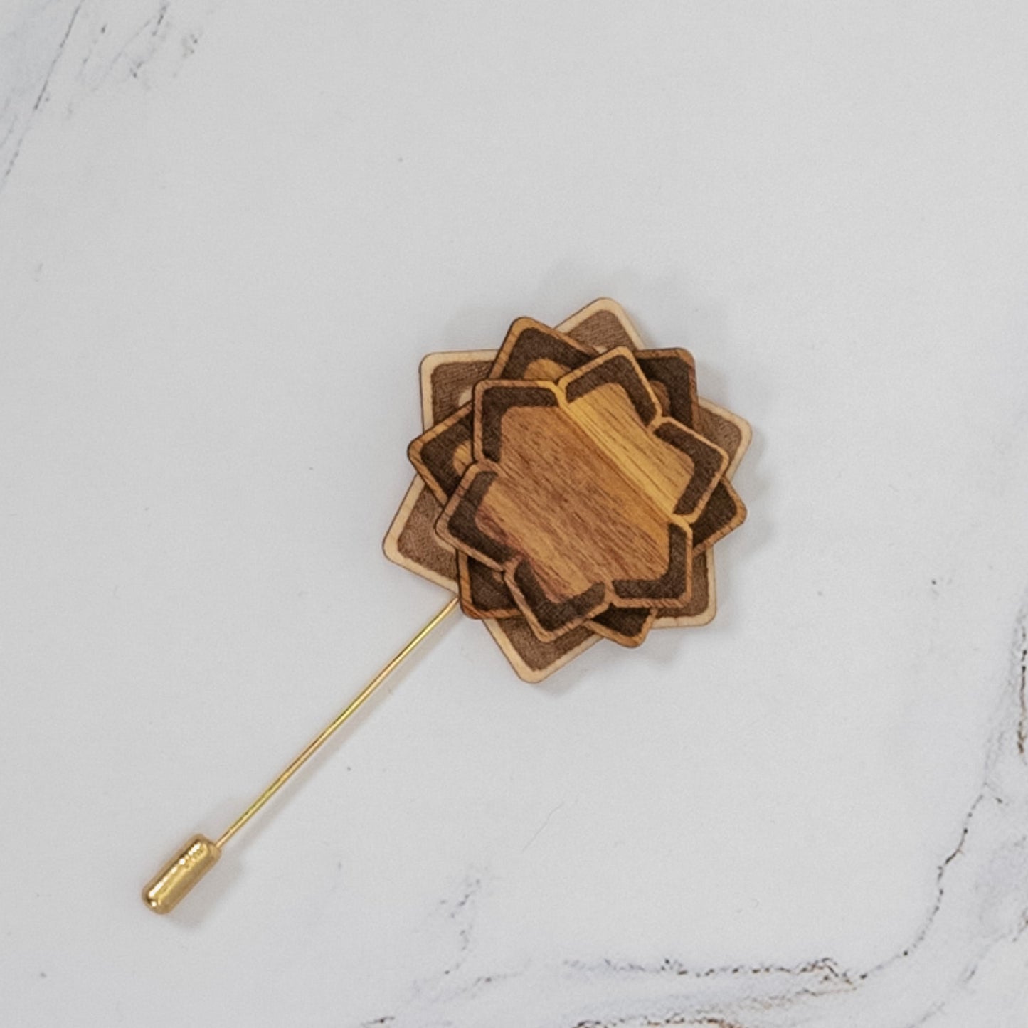 Wood Brooch | Layered Lotus