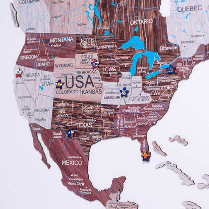 2D Wooden World Map Cappuccino