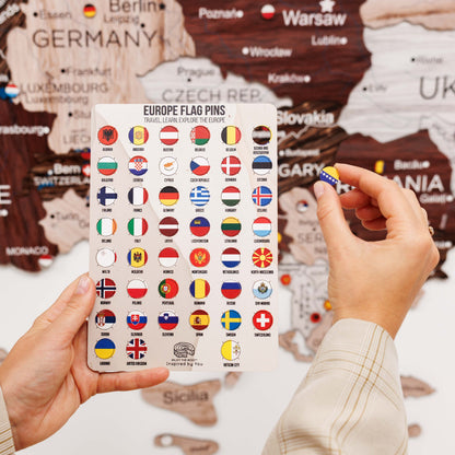 3D Europe Wooden Map Cappuccino