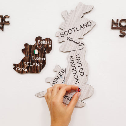 3D Europe Wooden Map Cappuccino