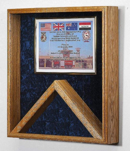 Military Medal and Flag Display Case - Oak Shadow Box.