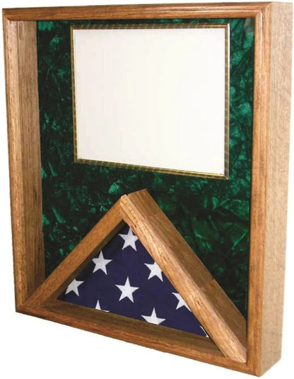 Military Medal and Flag Display Case - Oak Shadow Box.