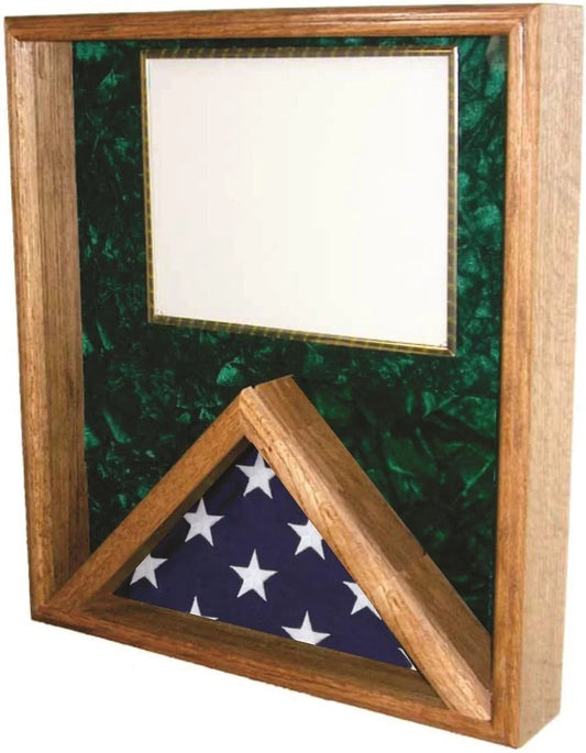 Military Medal and Flag Display Case - Oak Shadow Box.