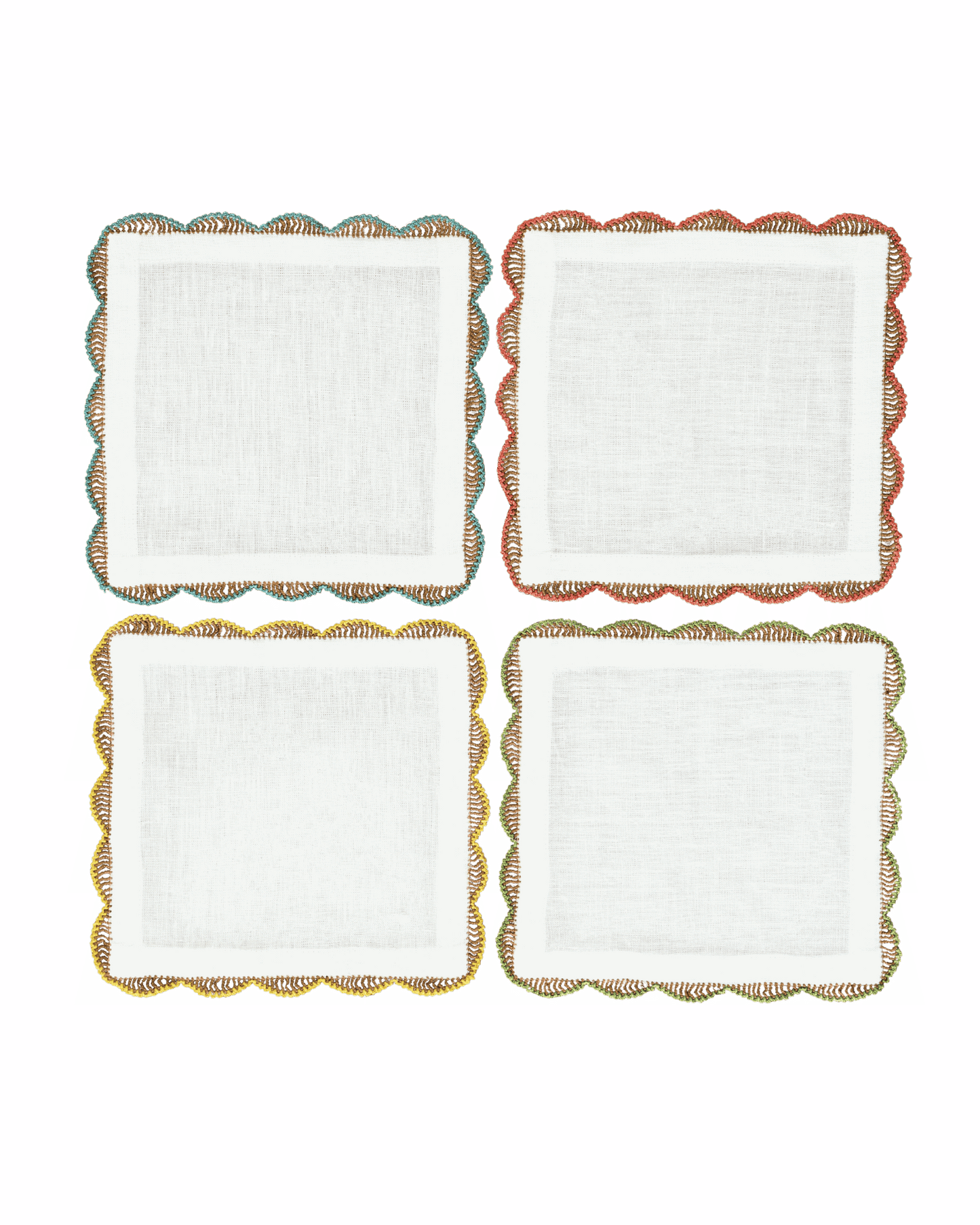 Hand Crochet Cocktail Napkins 6" x 6" (Set of 4)