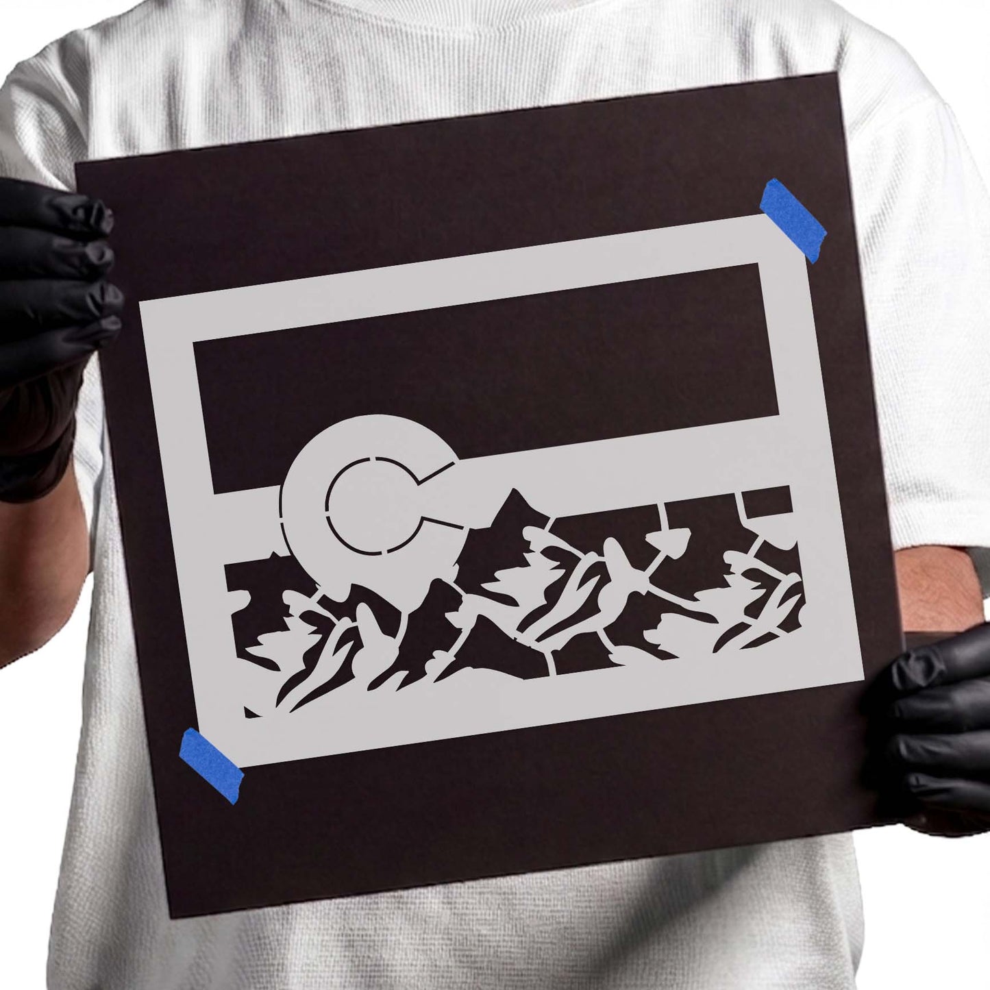 Colorado Flag with Mountains Stencil