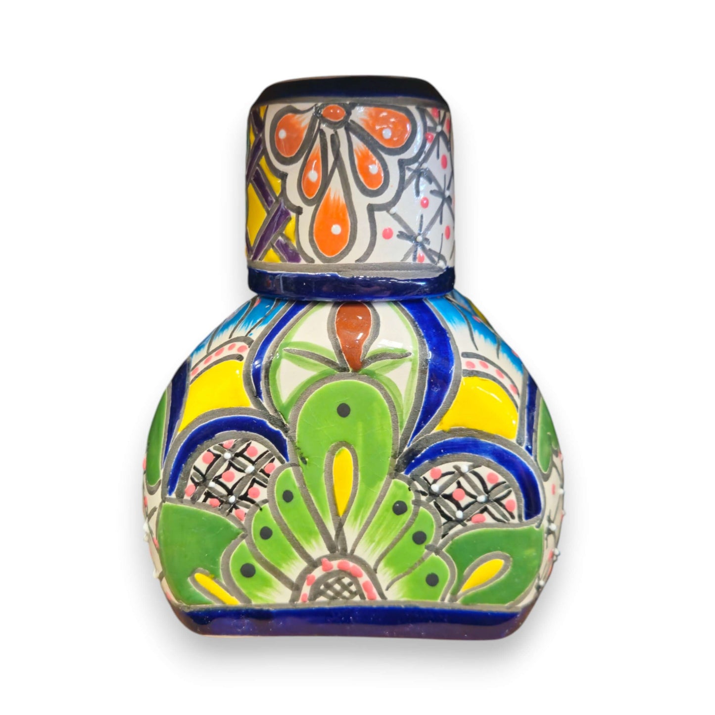 Colorful Talavera Bedside Carafe Set | Handmade Mexican Art