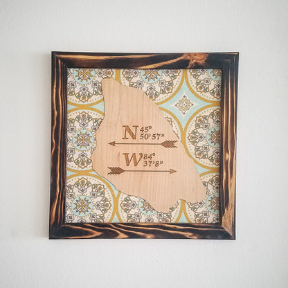 Custom Coordinates Wall Art – Personalized State Map