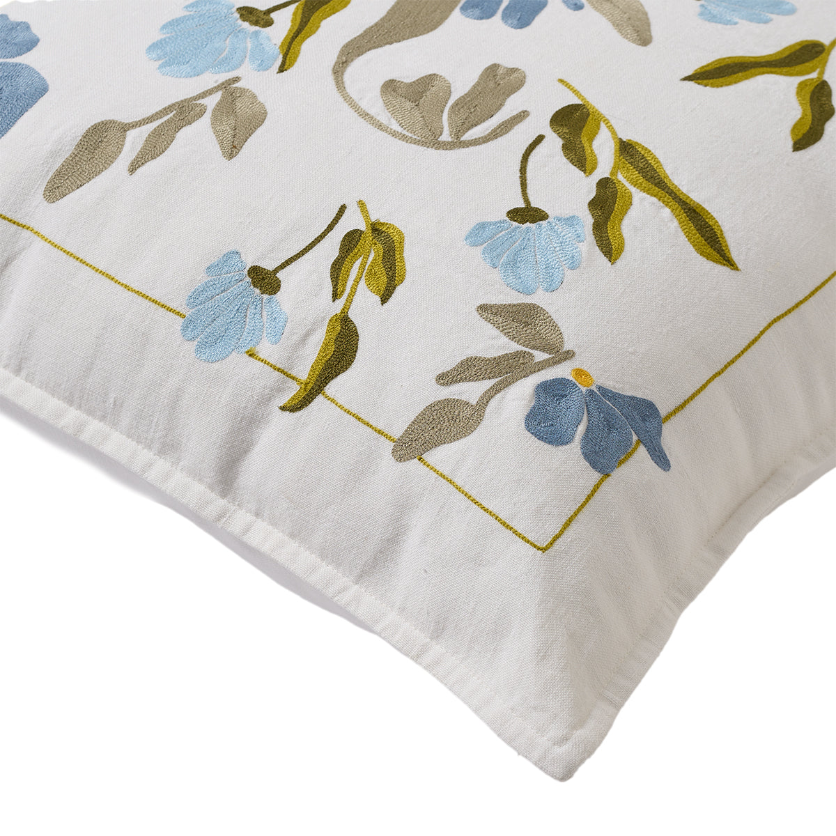Hand Embroidered  Bouquet Pillow Cover 20" x 20"