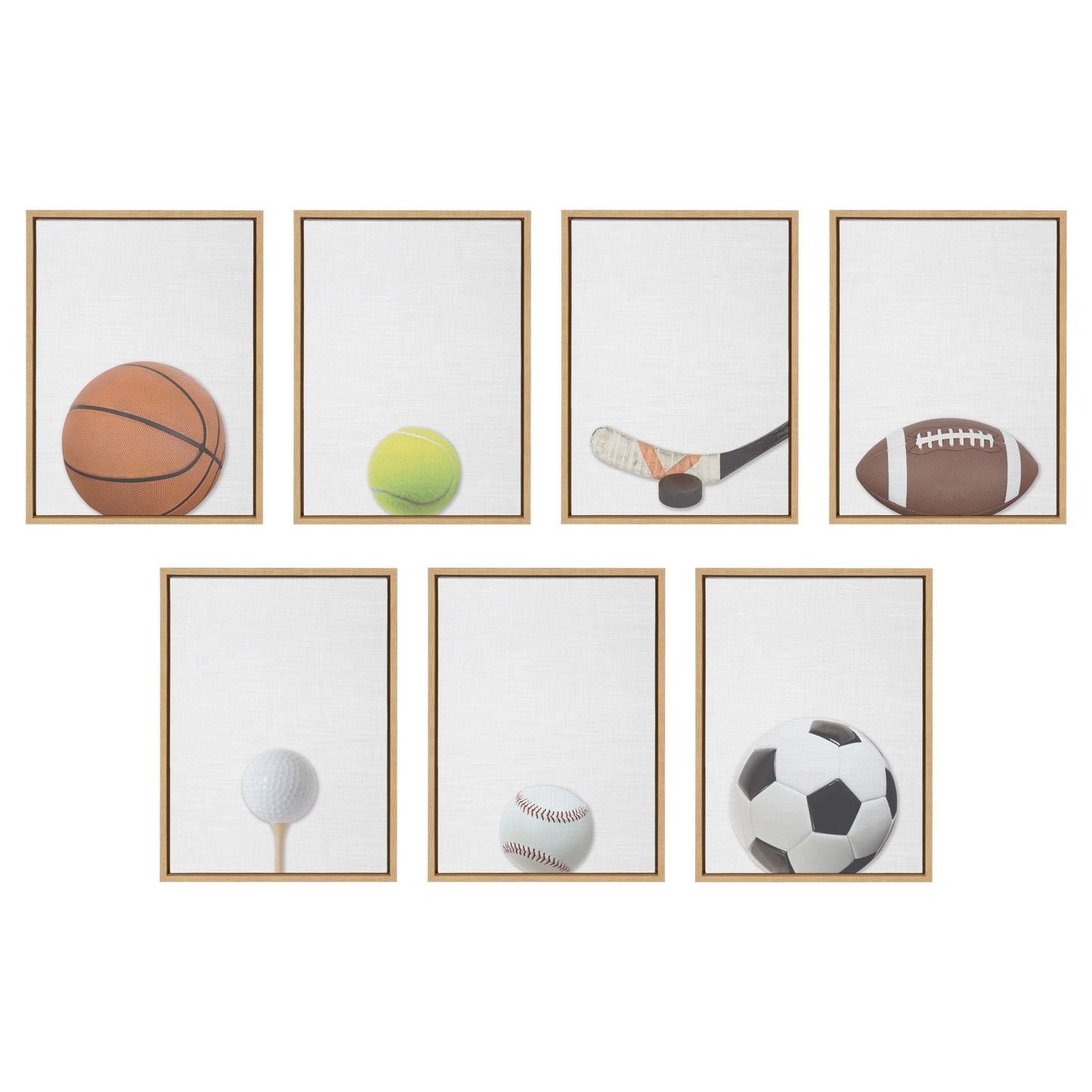Sylvie Color Baseball Portrait Framed Canvas, Natural 18x24