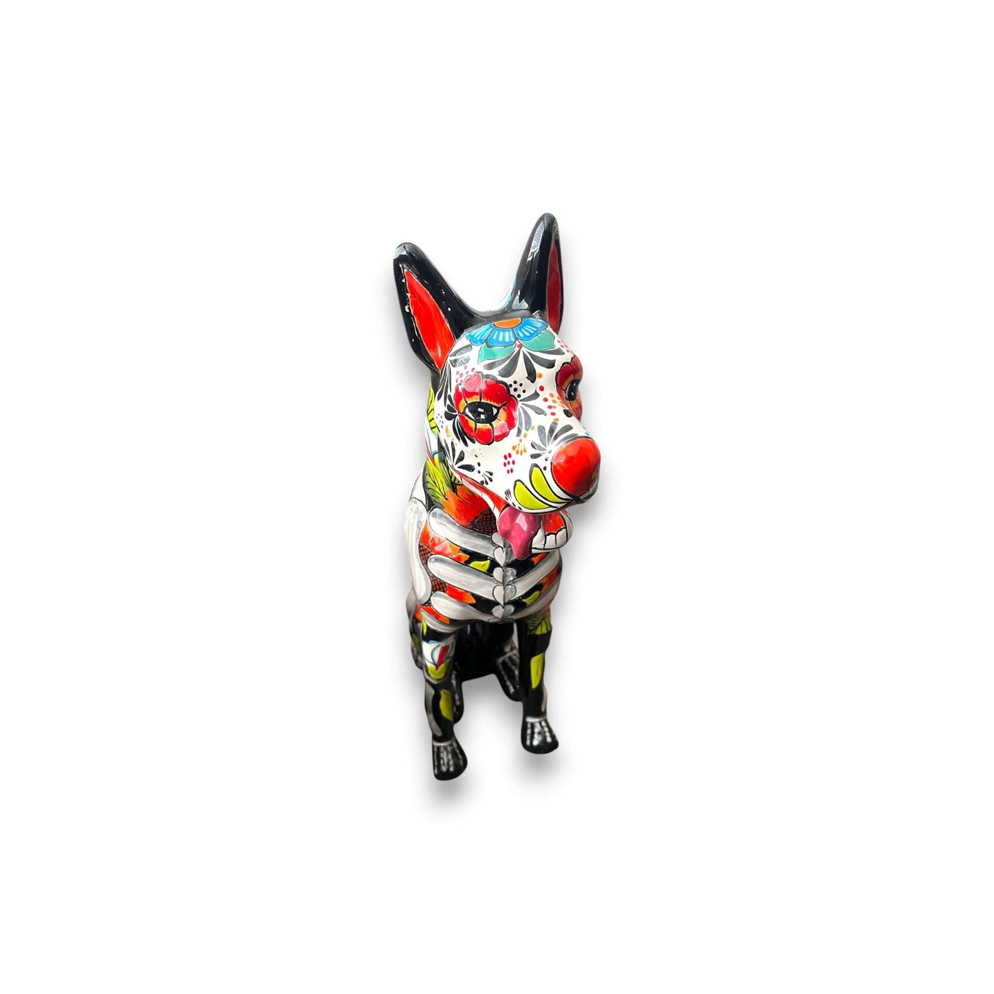 Day of the Dead Talavera Dog Statue | Mexican Ceramic Sculpture