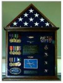 Flag and Medal Display cases, Flag and Badge display cases - walnut