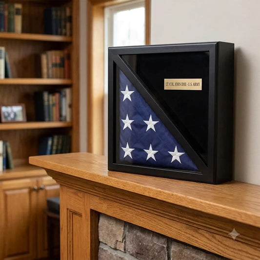 Wood Flag Case for (2) 5’ x 9.5’ Flags, Rear Loading, Glass Front